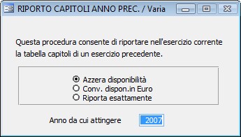 Riporto capitoli anno precedente